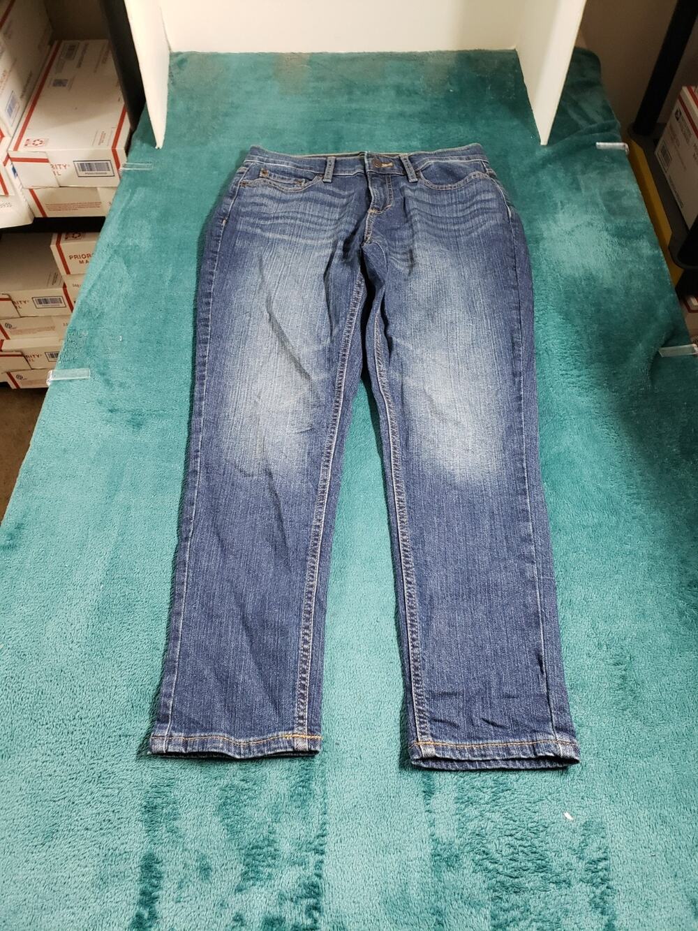 Banana Republic Jeans Size 0 Petite Women Blue Pants Stretch Girlfriend Ankle